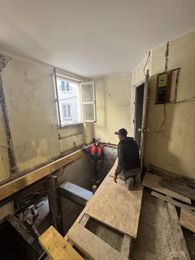 Chantier Diderot 2 avec le plancher déposé